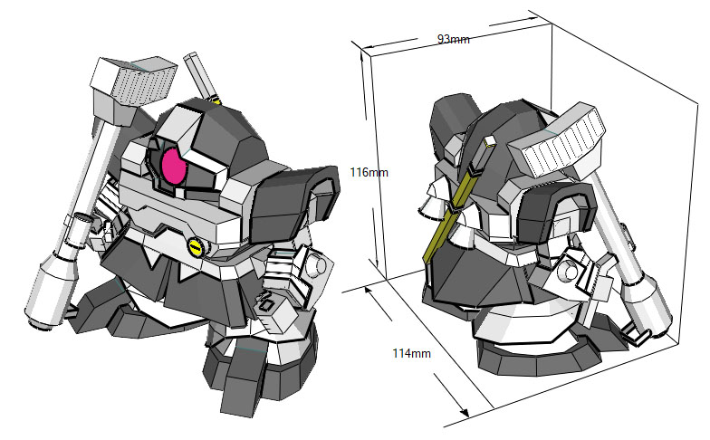 sd ms-09 dom 大魔 4套sd高达纸模型