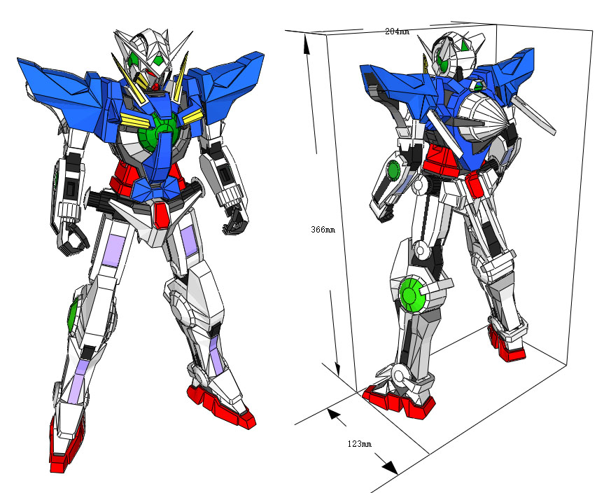 [推荐 gn-001 exia 能天使高达 纸模型